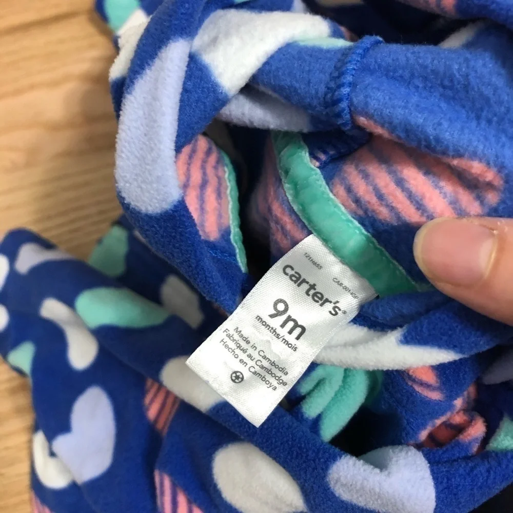Carter’s Top Bundle 9 months Fleece Sweatshirts Hi Hearts Blue Hooded